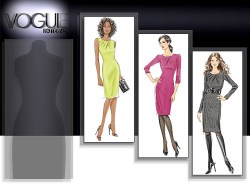 8593 EZ VOGUE STRETCH KNIT TAPER DRESS SLEEVES OR NOT PATTERN 6-12